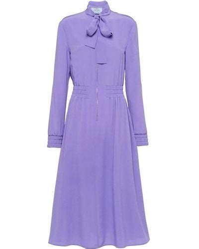 prada satin button-front tie neck dress|Prada Dresses .